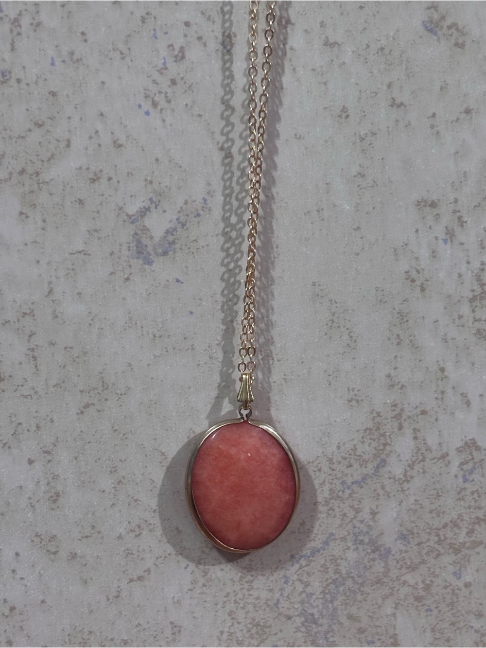 Pink Oval Stone Pendant Necklace - Women's Jewelry